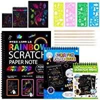 MELLIEX 3 Piezas Scratch Art Paper Notebook- Kit de Manualidades de Papel de Arte de Rascar para Niños Adultos con Regla…